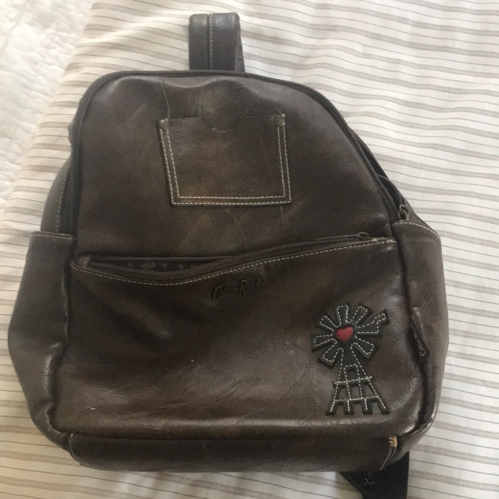 Leather cotton road backpack